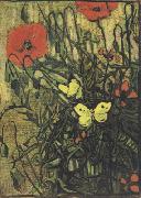 Vincent Van Gogh Poppies and Butterflies (nn04) oil painting on canvas
